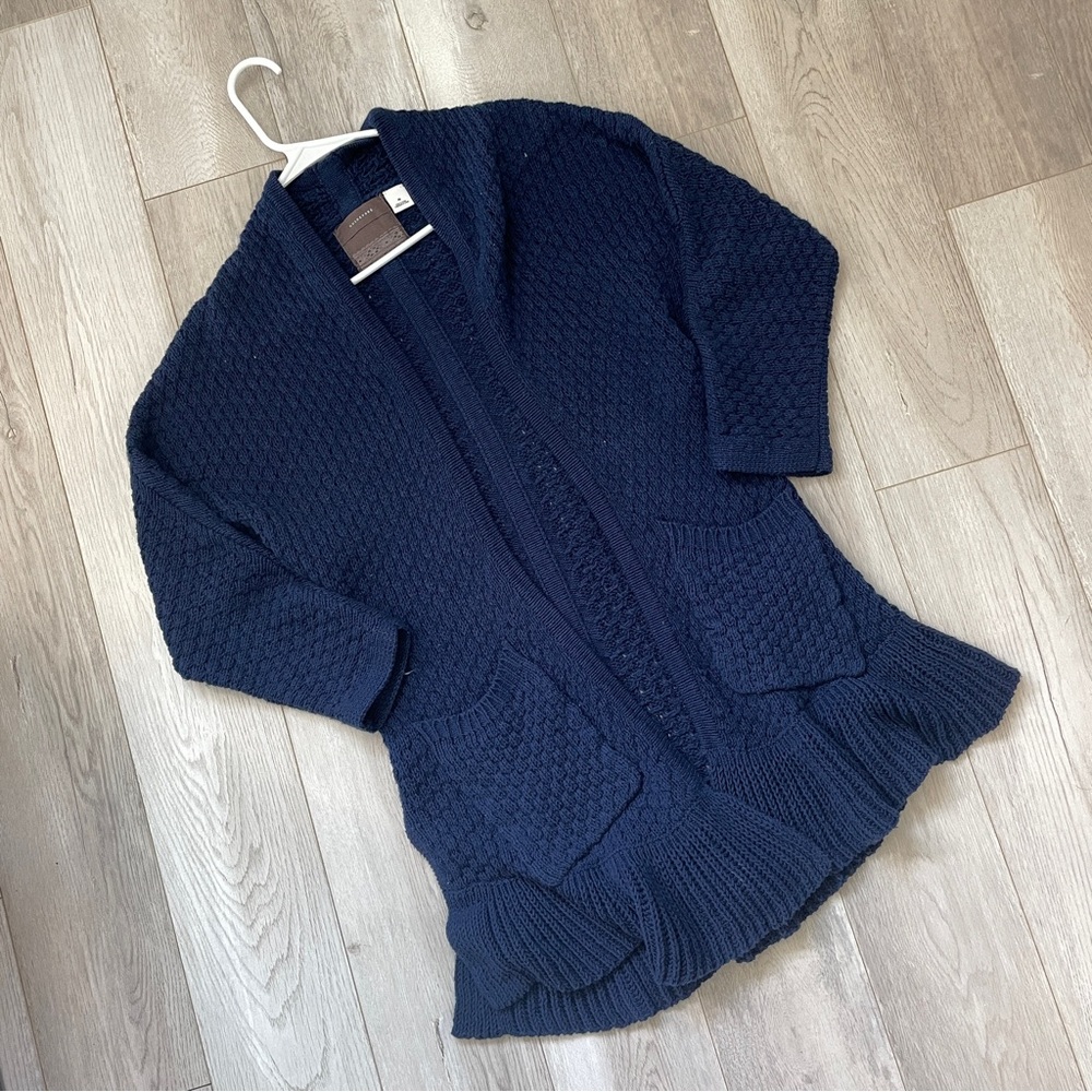 Guinevere Anthropologie Cardigan cable knit womens Navy Blue (xsmall) fisherman
